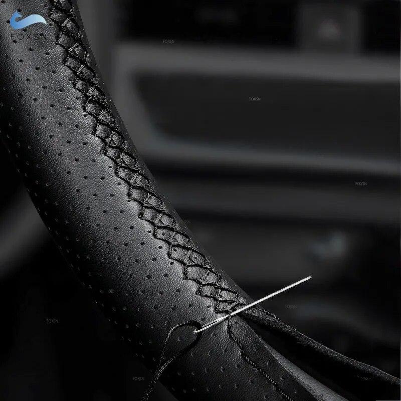 Black Soft Perforated Leather Cover For VW Golf 4 MK4 1998-2004 Passat B5 1996-2005 DIY Hand Sewing Steering Wheel Cover Trim