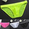 Men Mesh Striped Transparent Briefs Low Waist Ultra-thin Ice Silk Sexy Breathable Underwear Underpant Men Gays Sissy Panties