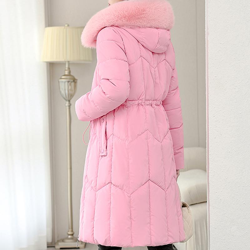 Fashion Women's Warm Winter Coats Hooded Elegant Faux Fur Collar Lady Jackets Thick Long Parkas