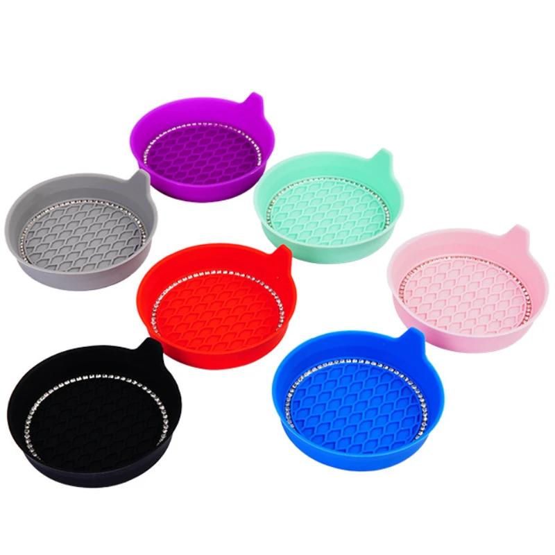 New Non-slip Water Cup Pad Car Coaster Diamond Rhinestone Bling Decoration Anti-skid Rubber Cup Bottle Mat Accessories