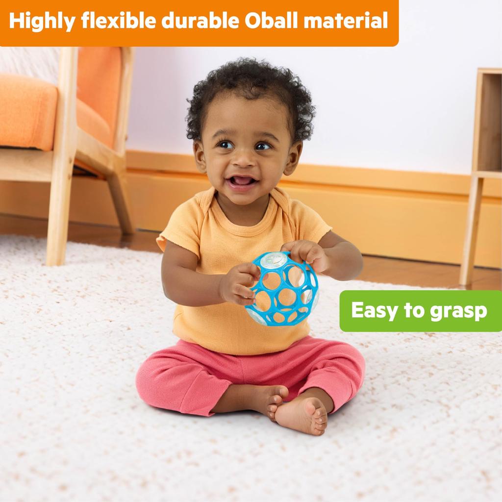Bright Starts Oball Rattle Baby Toy Blue 12281 Soft Ball Stroller Teether Newborn Gift