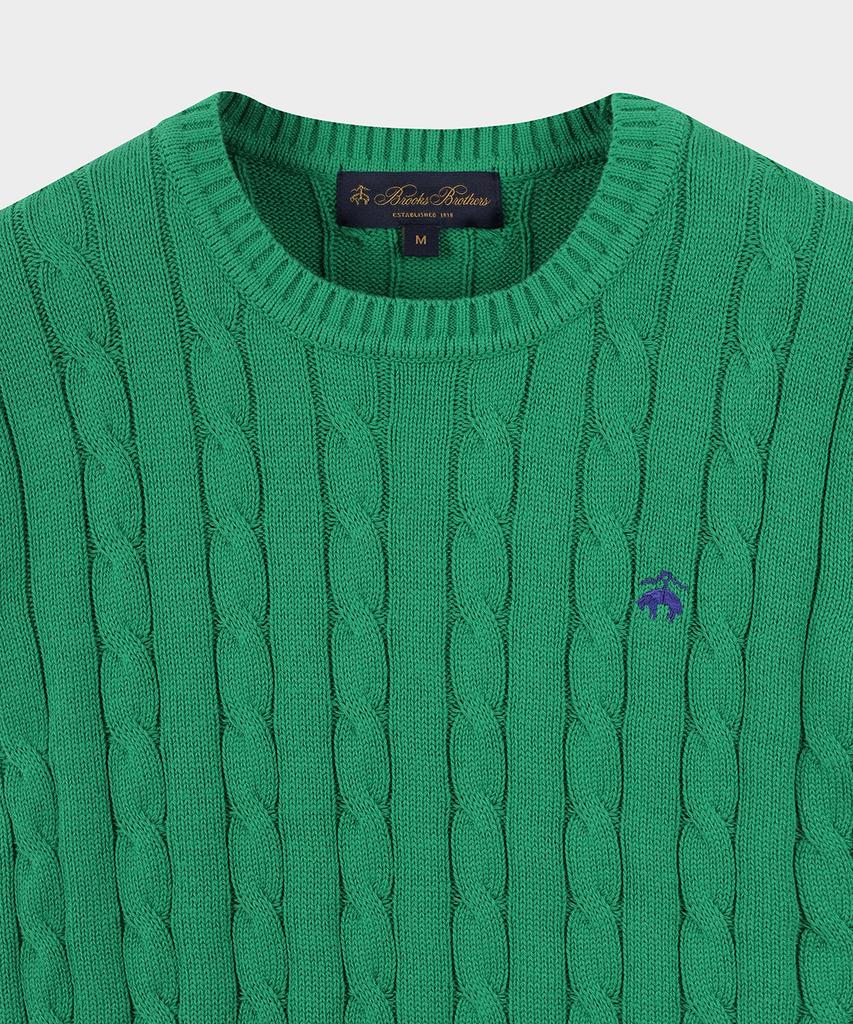 BROOKS BROTHERS [Women'S] Cotton Cable Crew Neck Short Sleeve Sweater (Green) (Bbwrwb201Aifm)