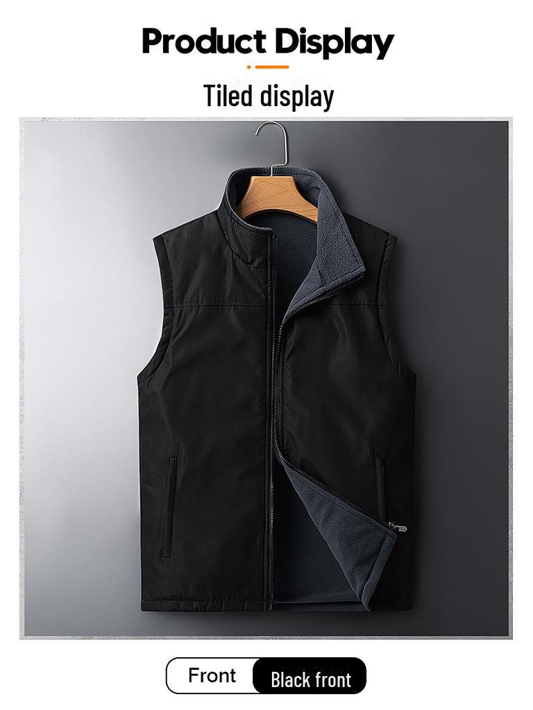 Мужской двухсторонний флисовый жилет для осеннего и зимнего отдыха на свежем воздухе