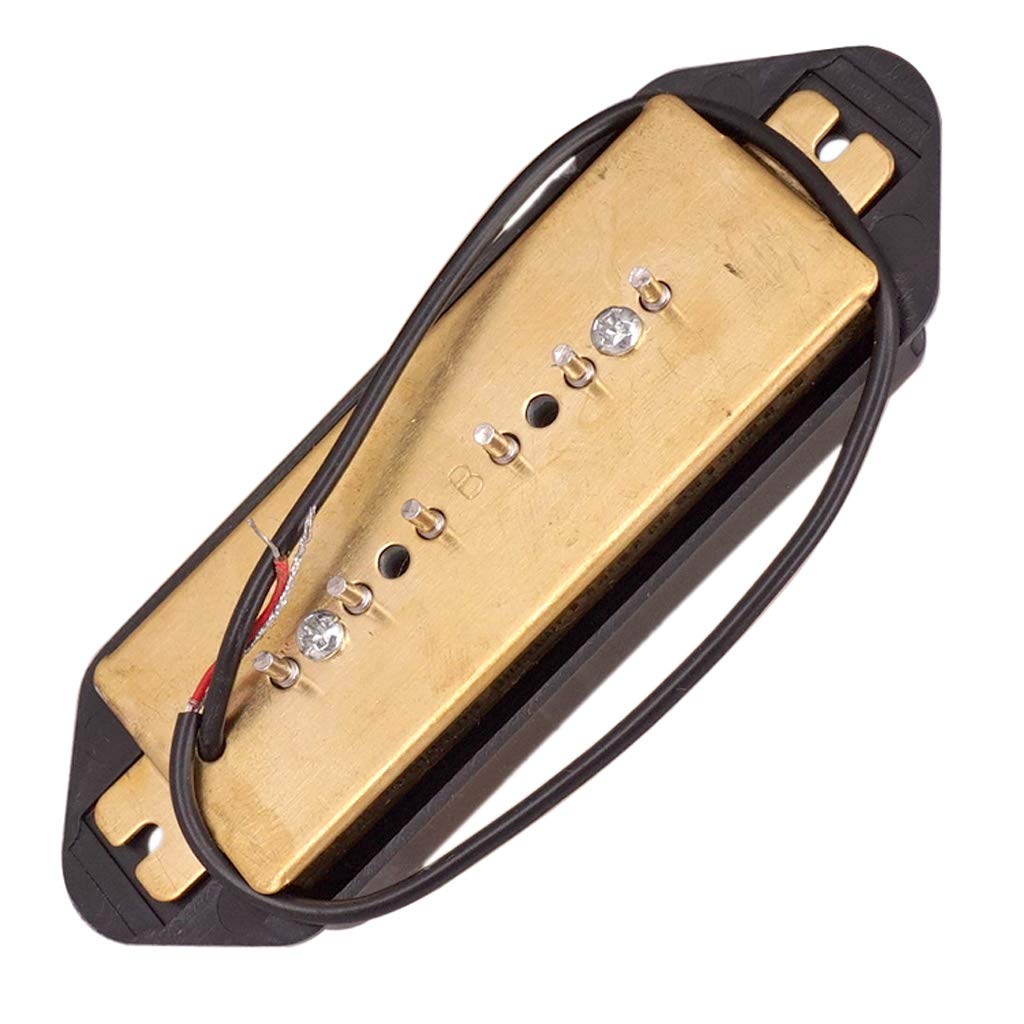 P90 Dog Ear Style Single Coil Pickups Guitar Pickups (Neck Bridge) For Epi Lp Electric Guitar Silveryellowbk 5052Mm