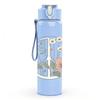 1PC Wreath Wildflower Line Art 750ml Color Plastic Sports Water Bottle Leakproof Flip Straw Lid Suitable for Sports Office Home Use