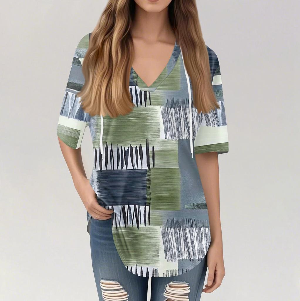 Женские летние футболки с V-образным вырезом, толстовки с коротким рукавом, туники, повседневные свободные туники, толстовки