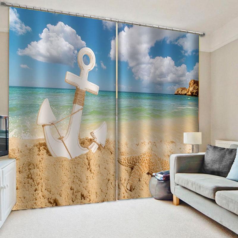 2 шт. Летние пляжные шторы с изображением морской звезды, синие шторы с изображением океана для спальни, гостиной, кухни, зала, тропические шторы, домашний декор