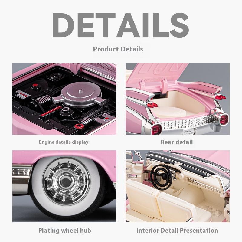 1:24 Cadillac Eldorado 1959 Alloy Sports Car Model Metal Die Cast Sound and Light Pull Back Boy Gift Ornament Halloween Toys zf5