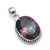Natural Mystic Topaz Gemstone Pendant 925 Sterling Silver Bezel Set Handmade Pendant Jewelry For Women & Girls