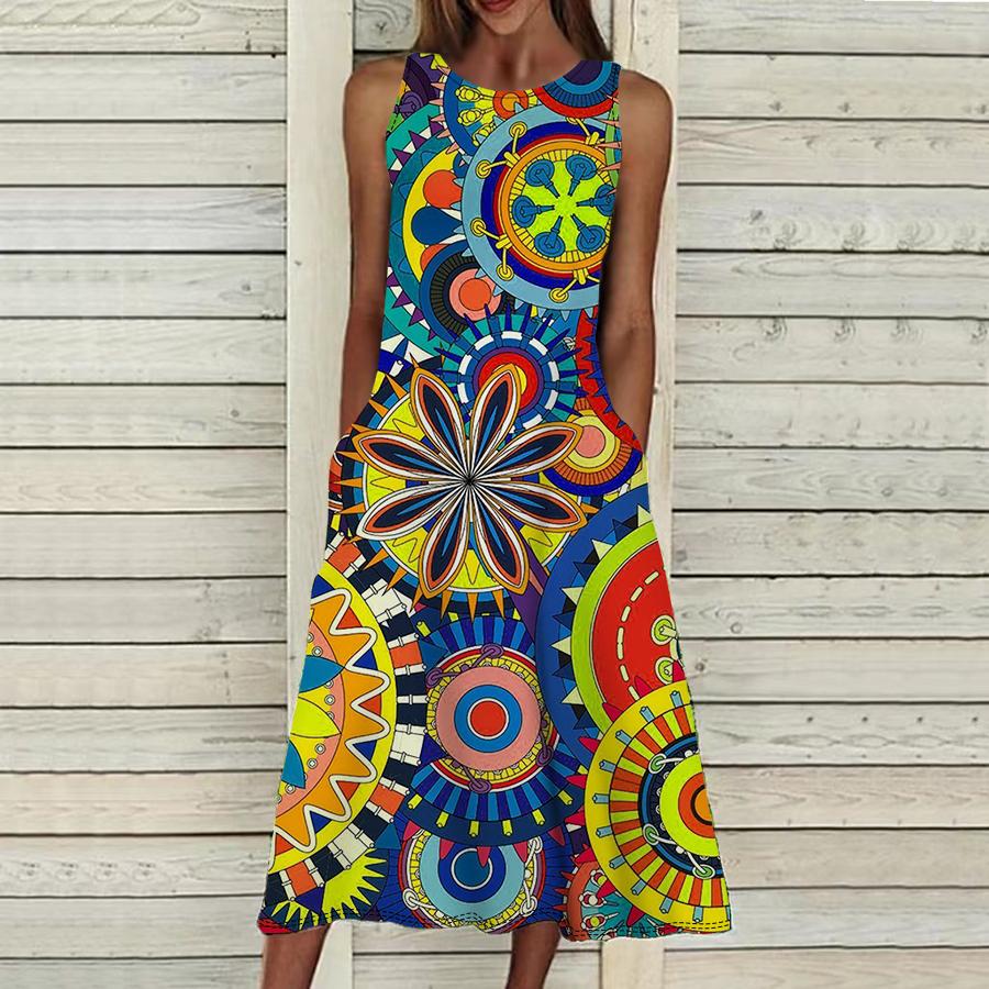 Летнее модное сексуальное платье без рукавов, мягкое повседневное платье с 3D принтом в стиле ретро, ​​платье на бретельках без рукавов, летнее платье на подтяжках