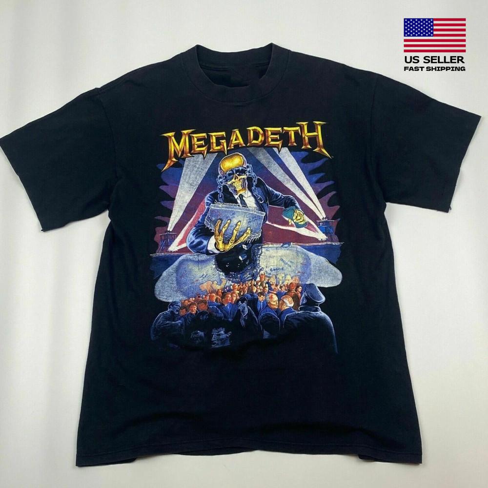 Новая распродажа Megadeth Rust In Peace Футболка с коротким рукавом Черная Все размеры Унисекс Футболка