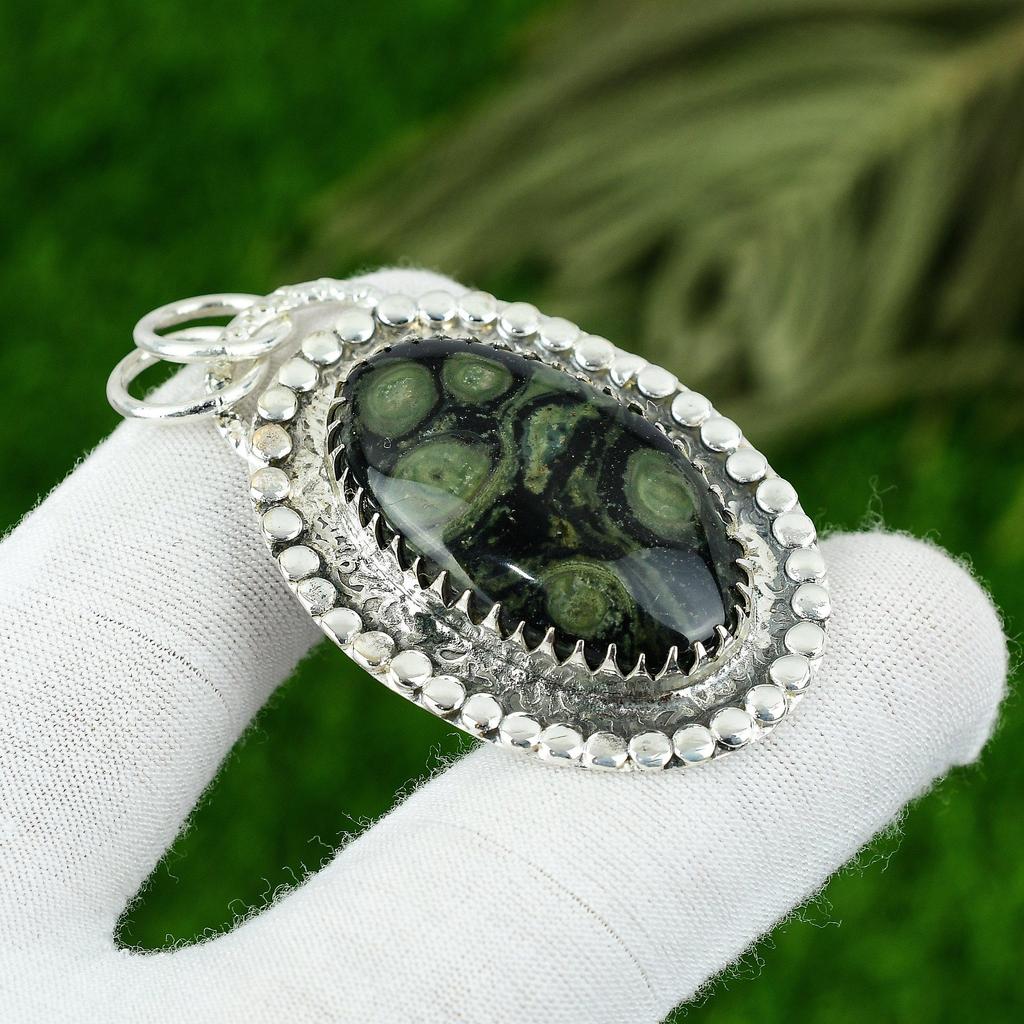 Wedding Gift For Her 925 Sterling Silver Natural Kambaba Jasper Gemstone Pendant