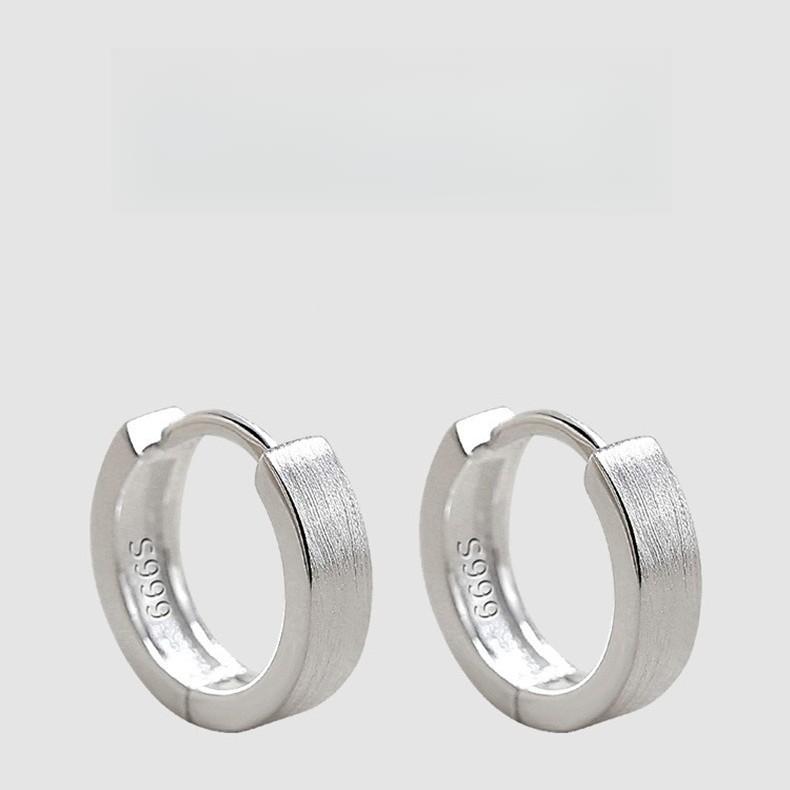 Plain Ring Ear Buckle Brushed Round Earrings Geometric Ins Wind Ears Captive Ear Pierced Ear Jewelry