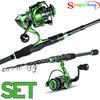 Комбинированные катушки для удочек с телескопической карбоновой удочкой и рыболовной катушкой для ловли пресноводного окуня