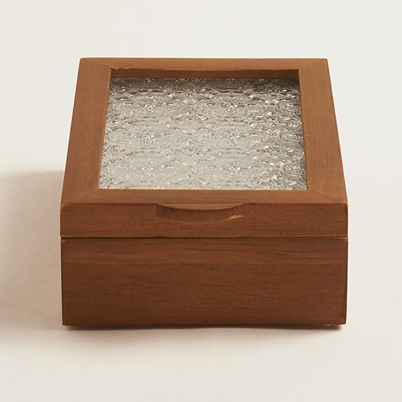 Solid Wood Ring Earrings Storage Jewelry Box Luxury Transparent Glass Cover Jewelry Organizer Aesthetic Display Boxes Bracelet Packaging Boxes Gifts