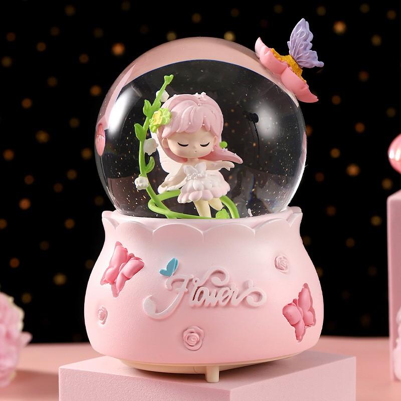 Rotating Carousel Music Box With Snow Globe Effect Kids Birthday Gift Decorative Resin Musical Toy