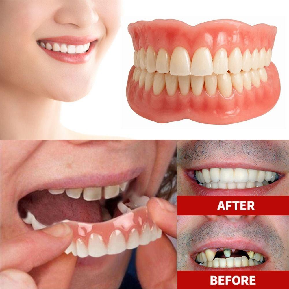 Whitening Silicone False Teeth DIY Upper Lower Veneers Teeth Temporary Fake Tooth Oral Hygiene