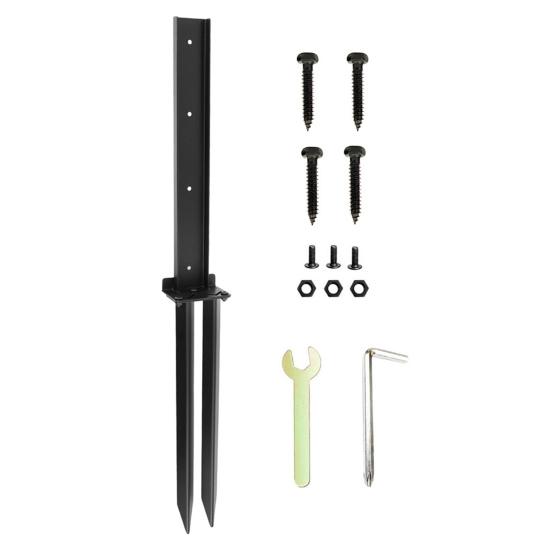 1 Set Fence Post Repair Stake Kit with Accessories Heavy Duty Steel Tilted Broken Wood Fence Post Repairing Ground Spike Support Stake