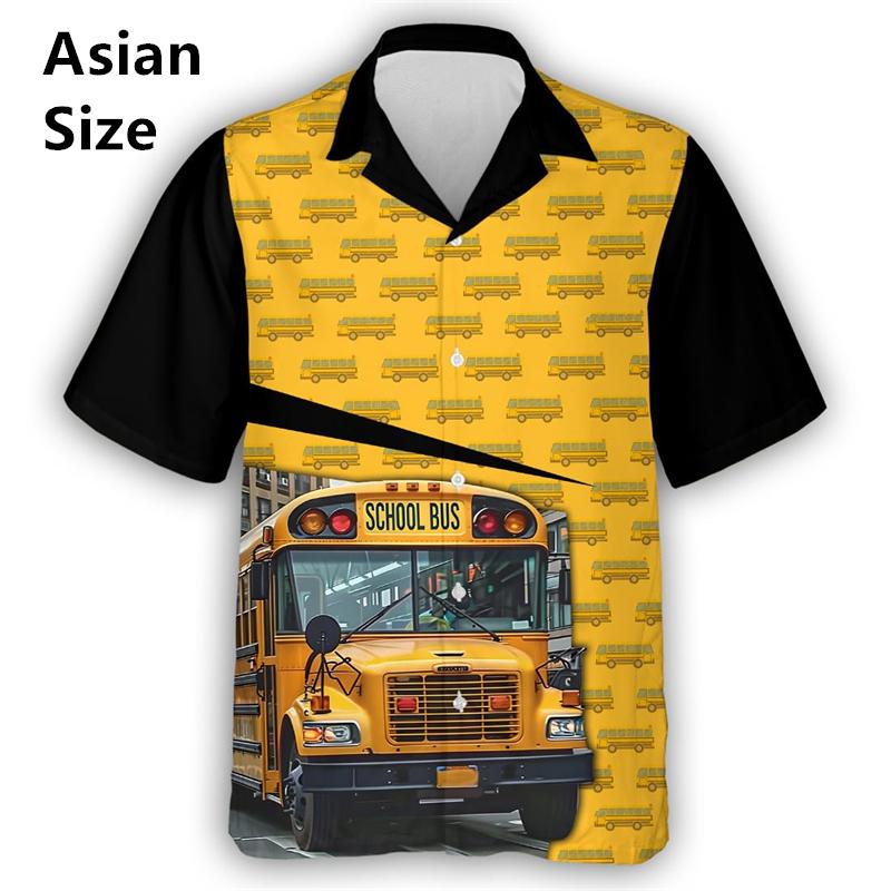 Vocation School Bus 3D Printed Men Shirt Fashion Hawaiian Shirt Casual Beach Motorcycle Bloose Men's Lace High Quality Camisa