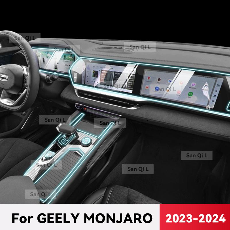 Прозрачный ТПУ для GEELY MONJARO 2024 Защитная пленка на центральную консоль, медиа-панель, навигацию автомобиля, защита от царапин, внутренняя пленка