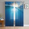 Ocean Half Water With Sunset Sky Chiffon Sheer Curtains for Living Room Bedroom Kitchen Decoration Window Voiles Tulle Curtain