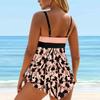 Women's Double Shoulder Strap Bikini Suit Swimsuit Top Tankini Swimsuit Strip Print Swimsuit