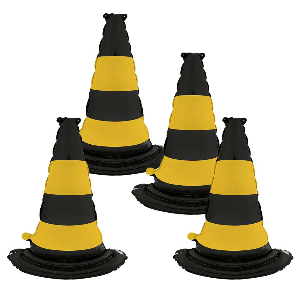 1 Matte Standing Traffic Light, 1 Matte Standing Gas Station Sign, 4 Standing Yellow and Black Roadblock Cones, 4 Standing Red and White Roadblock Con
