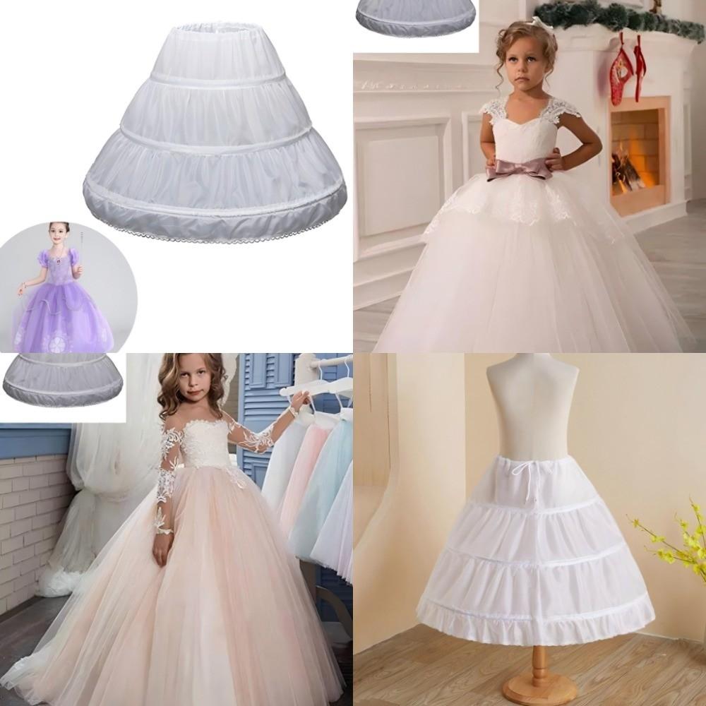 White Lace Children Skirt Petticoat 3 Hoops Princess Skirt Fashion Crinoline Skirt  Kids Girls