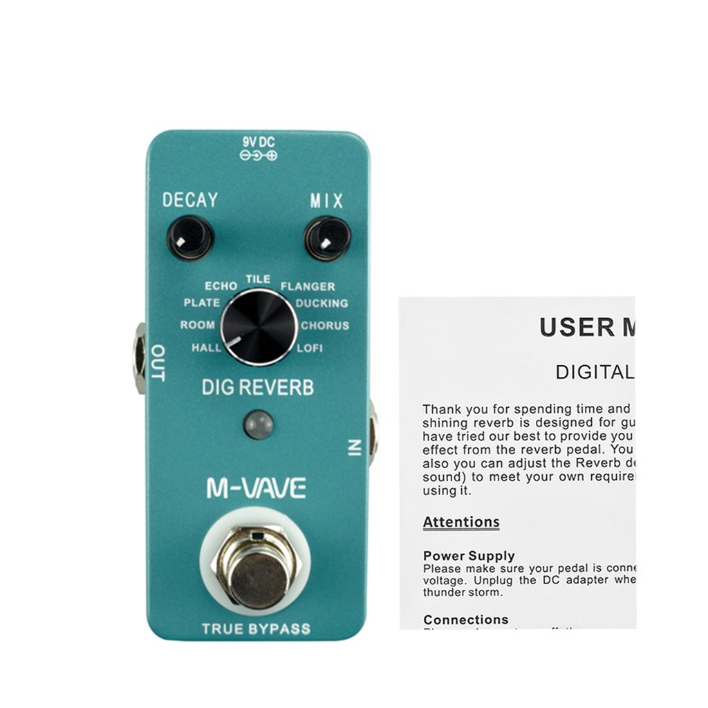 M-VAVE DIG REVERB Педаль эффектов цифровой реверберации для гитары 9 типов реверберации Управление затуханием и микшированием True Bypass