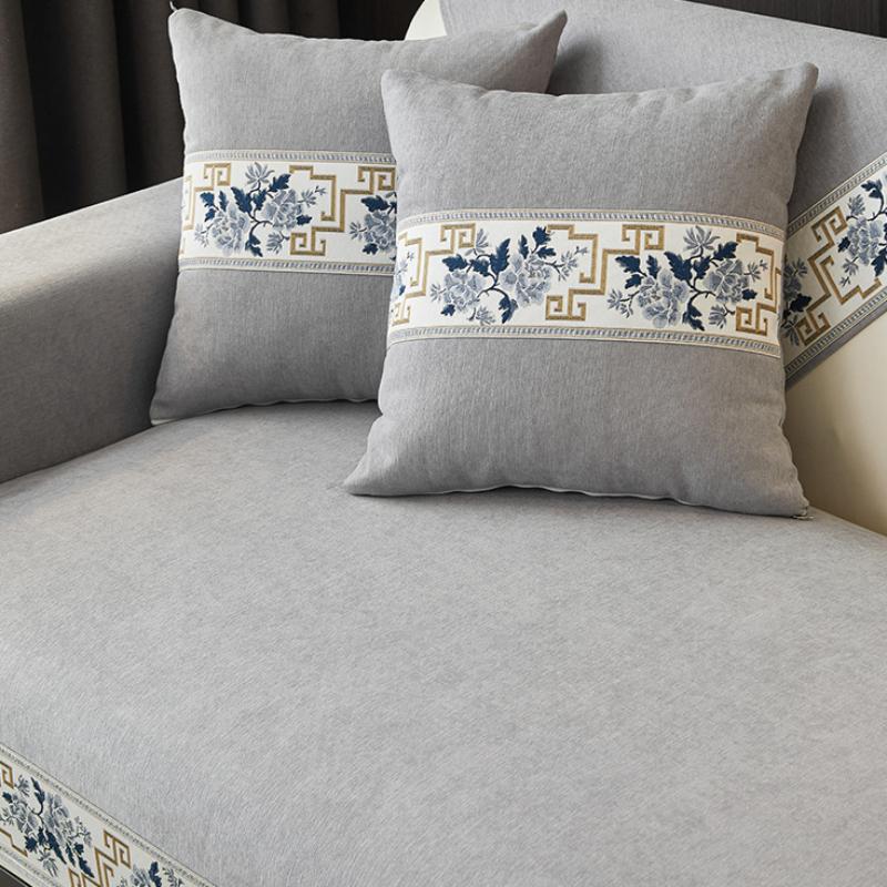 Новая подушка для дивана премиум-класса в китайском стиле, четырехсезонная универсальная противоскользящая подушка для сиденья из синели, высококачественная комбинированная ткань для чехла на диван