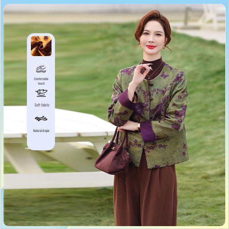 Китайская куртка на весну и осень для женщин среднего и пожилого возраста - Легкий и стильный топ для мам и бабушек
