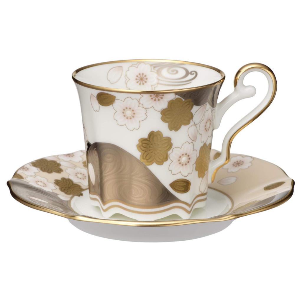 Блюдце для кофейной чашки Noritake 200 куб. см Aya Minamo Sakura, костяной фарфор золотого и серебряного цвета, T52506/4939