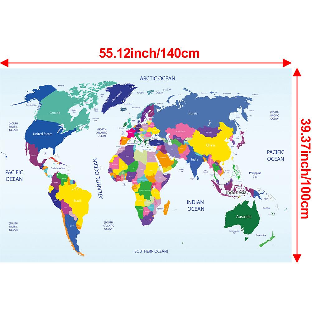Декоративный постер «Карта мира» Холст с распылением Настенный декор Школьные принадлежности Гостиная Украшение для дома