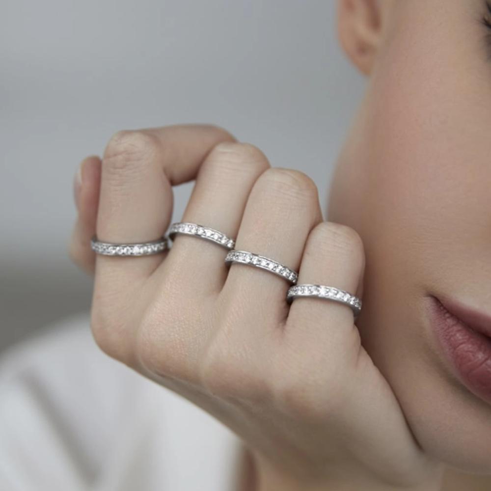 ANDYWEN 100% стерлингового серебра 925 пробы золото 2,8 мм квадратный фианит циркон кольцо для женщин роскошные свадебные кристаллы ювелирные изделия