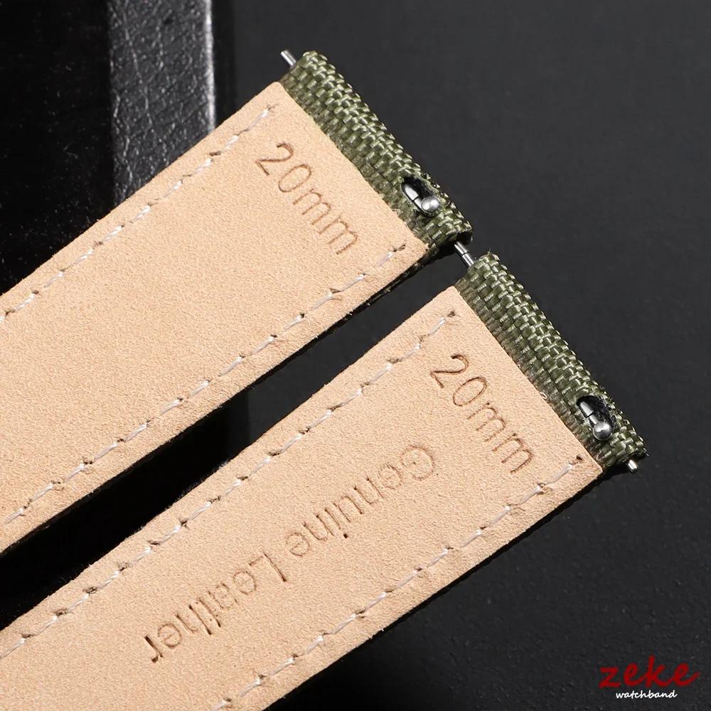 20MM 22MM Waterproof Sailcloth Watch Strap Nylon+Leather Watchband Butterfly Buckle Band Men Quick Release Sport Watch Bracelet