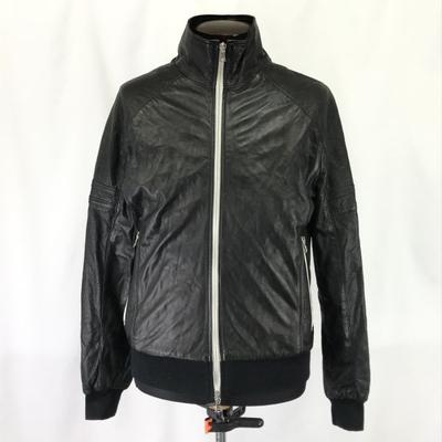 Итальянский L(!)W BRAND Кожаная куртка Мужская M Черная Косуха на молнии cBH552(ИСПОЛЬЗОВАЛ)