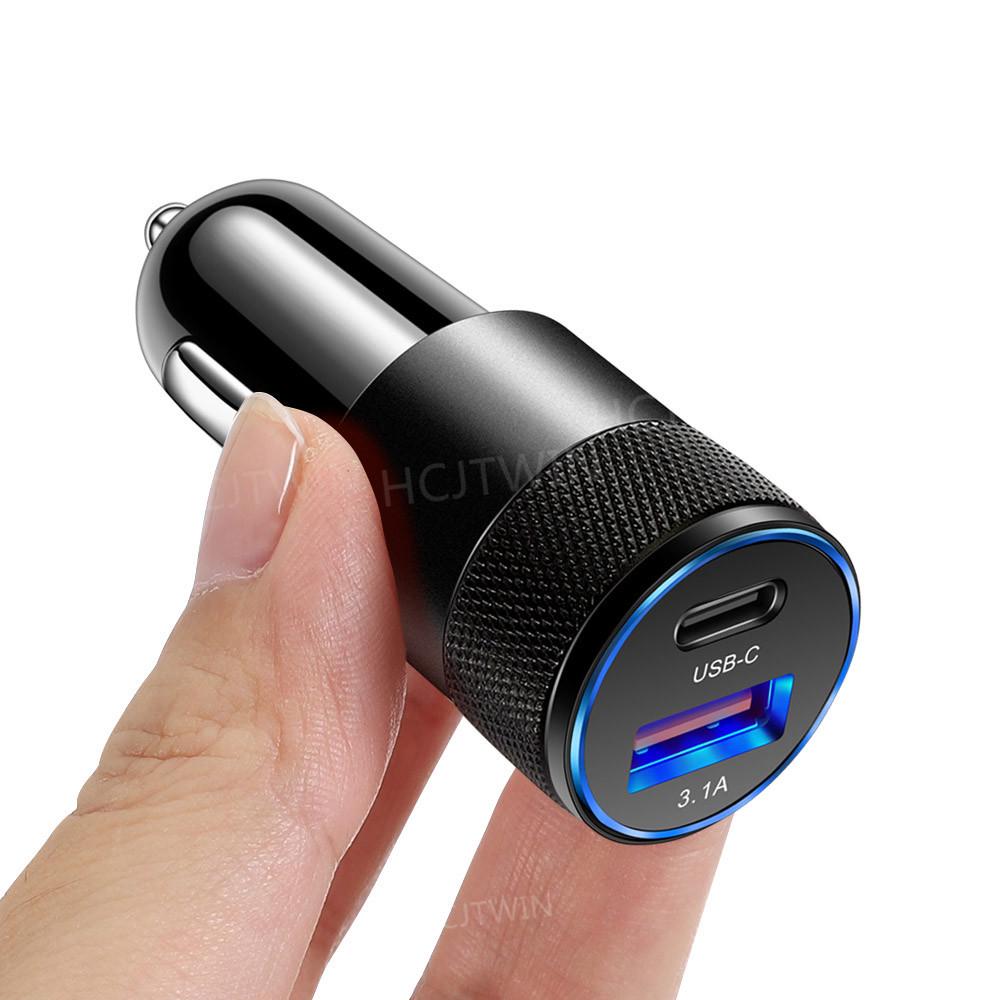 3.1A 15W Металлическое USB+PD Зарядное устройство для автомобиля из алюминиевого сплава