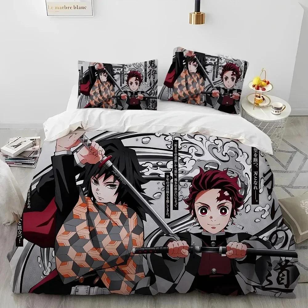 Комплект постельного белья Demon Slayer Kamado Nezuko, пододеяльник, наволочка, двуспальная кровать, односпальная кровать, подарок для мальчика или подростка