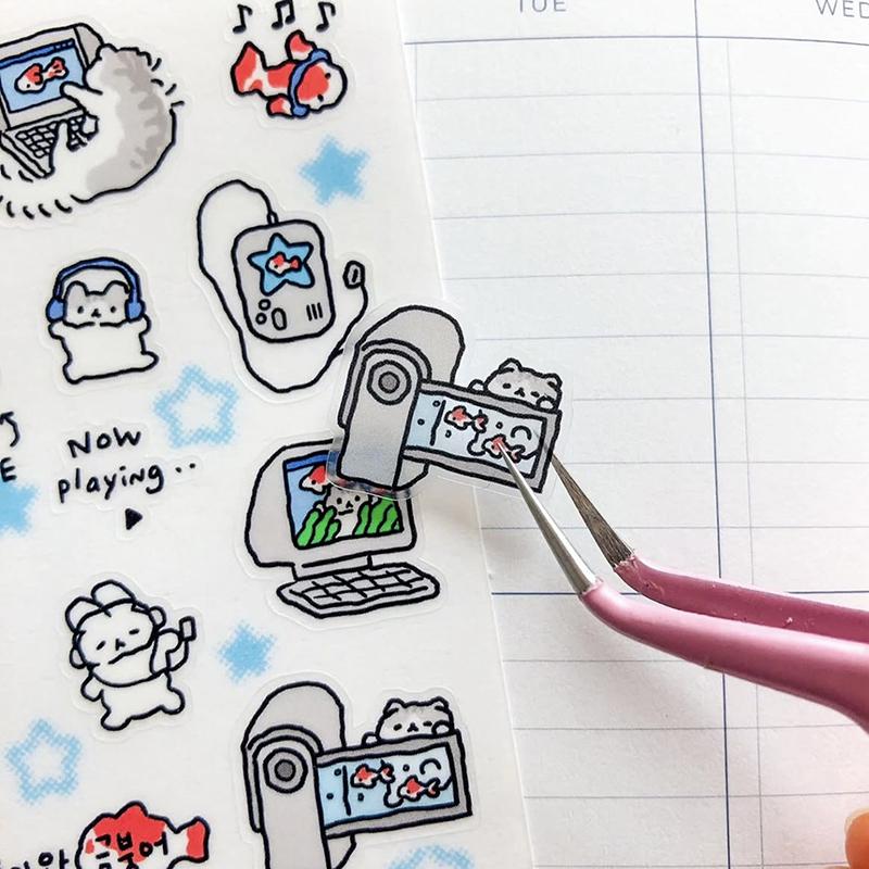 1/3 Sheets Korean Cute Graffiti Style Rabbit Cartoon Stickers Kawaii Animal Decals Hand Account Diary Scrapbook Sticker