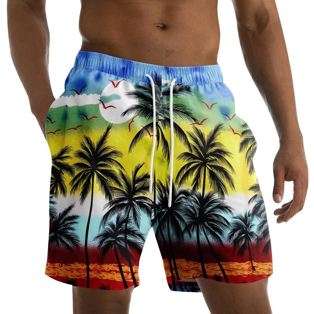 Men's Fashion Printed Strapped Hawaiian Beach Fit Sport Casual Shorts Pants