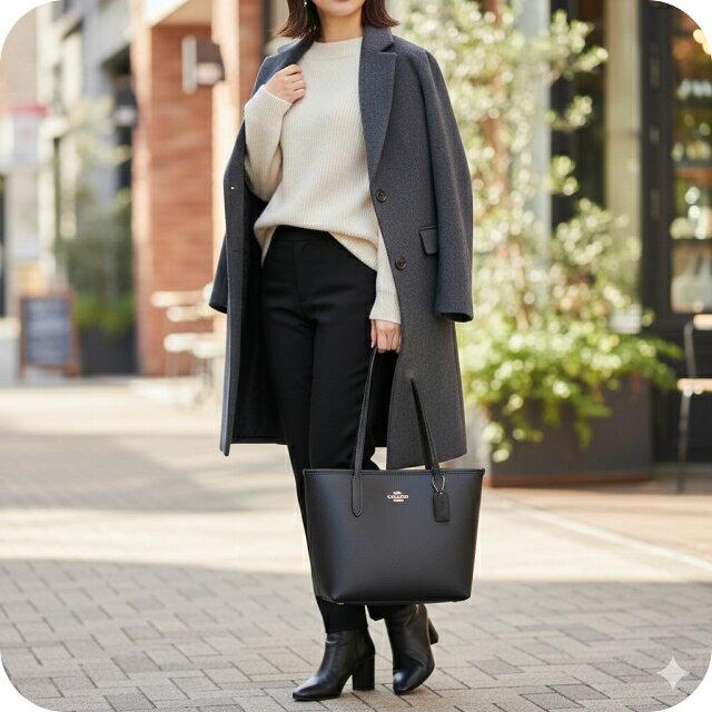 Coach tote bag women brand leather CT859 IMBLK black lightweight handbag stylish practical cute.