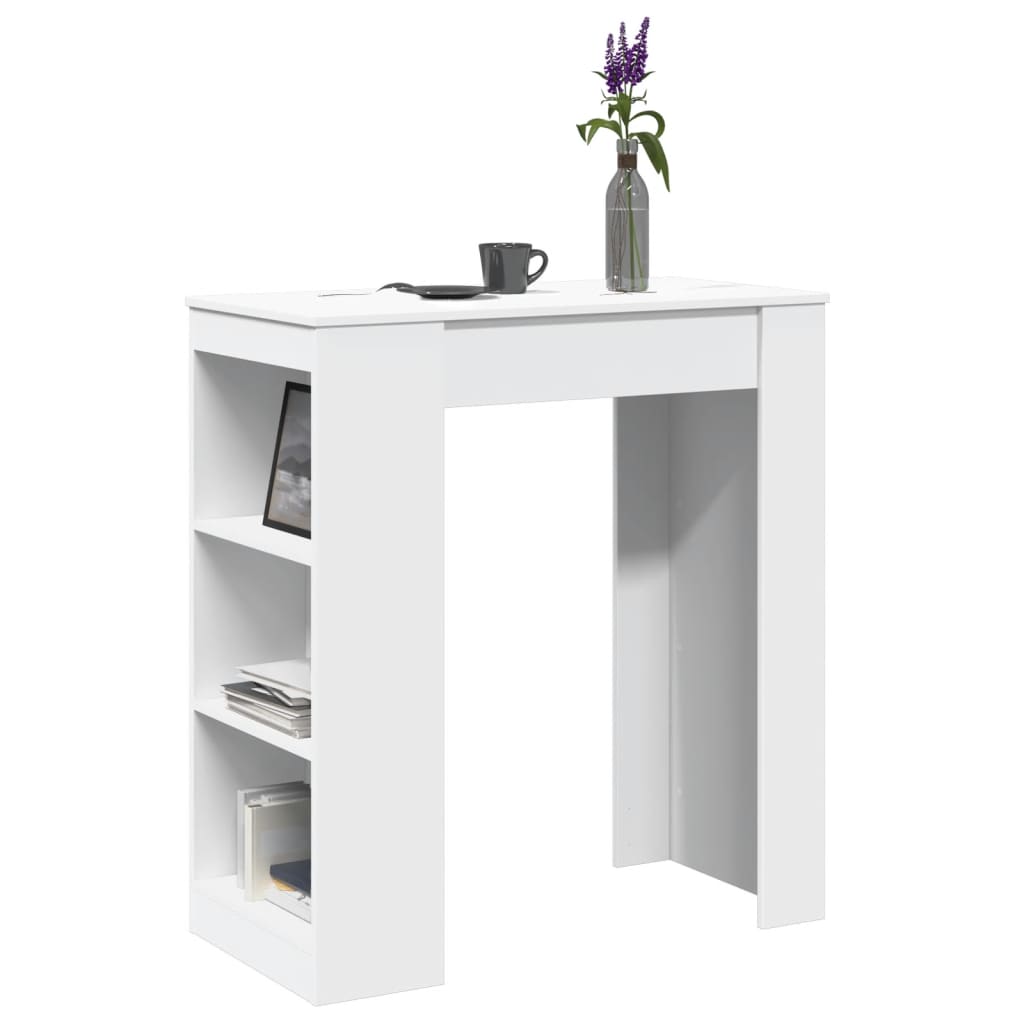 Vidaxl Stolik Barowy Z Półkami, Biały, 95X47X103,5 Cm