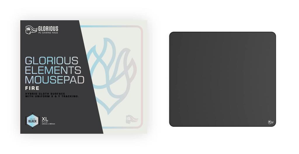 Коврик для игровой мыши Glorious Elements, черный, 38x43 см, толщина 3 мм, 320 г, ламинированный тканевый коврик для мыши, игровой коврик для мыши с управлением FIRE