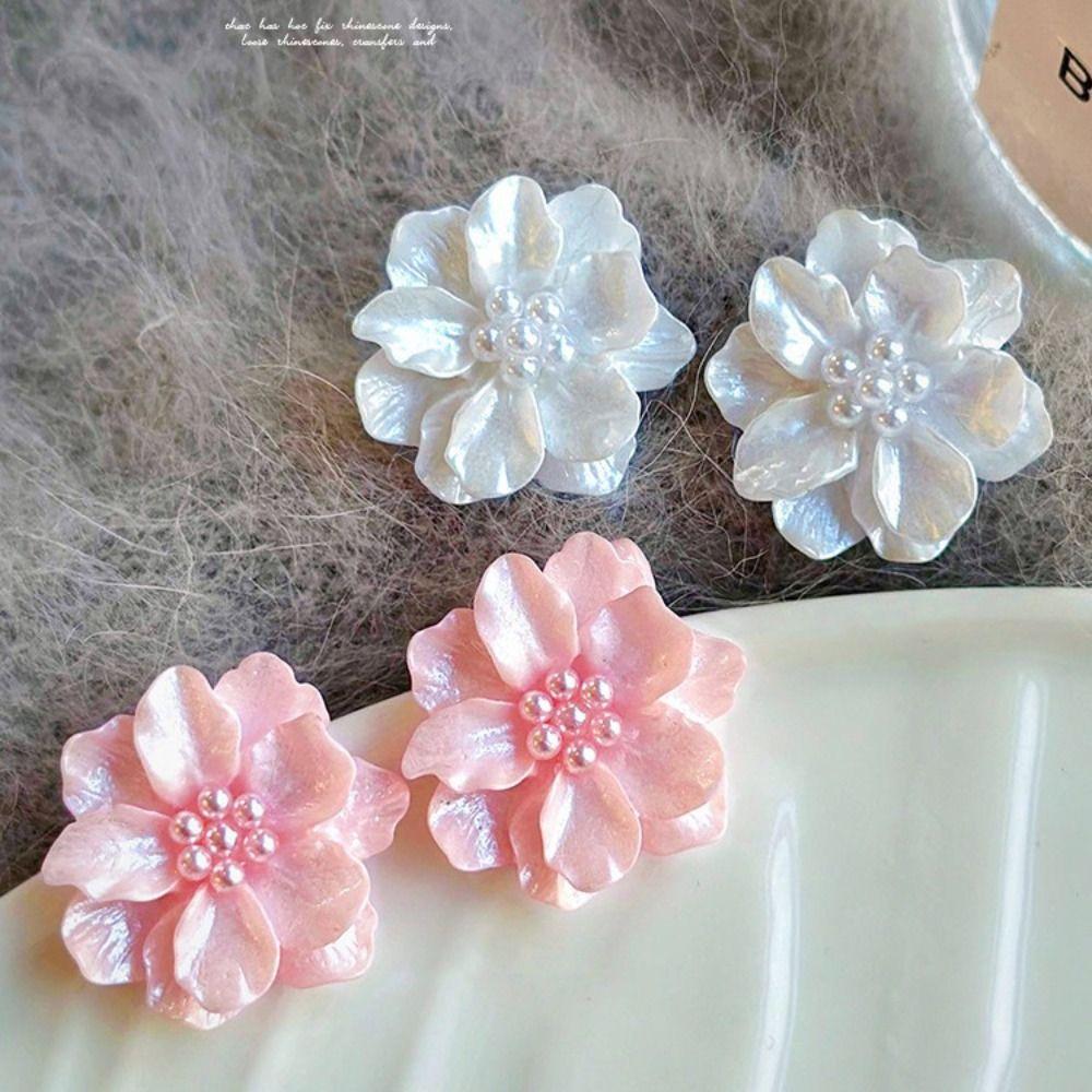 Elegant Large Flower Earrings Luxury Design Women Earrings Korean Pearl Earrings