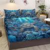Sea Turtle Pattern 3-Piece Bedding Set With 2 Pillowcases For Living Room And Bedroom (Ocean World, Room, Decoration)