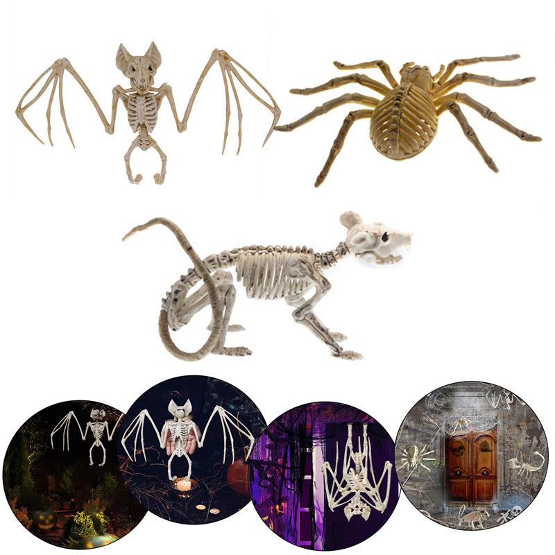 Halloween Horror Decorative Animal Skeleton Prop Party Decoration Rat Spider Bat Tarantula Zombie