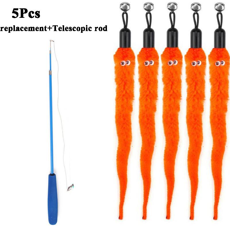 Замените плюшевые аксессуары для кошек, червяков, сменную голову, забавную кошачью палочку, игрушки для домашних животных 5/10/6/11 шт.