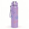 1PC Pet Bone Paw Print Pattern 750ml Color Plastic Sports Water Bottle Leakproof Flip Straw Lid Suitable for Sports Office Home Use