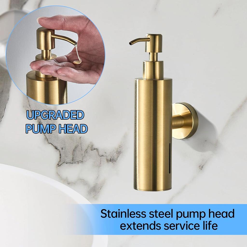 Stainless Steel Wire drawing Gold Wall mounted Bathroom Soap Dispenser Manual Press Soap Dispenser