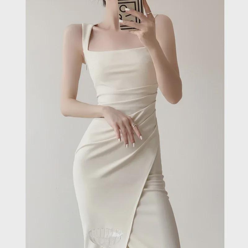 Элегантное летнее платье с принтом «рыбий хвост»: Высококачественный квадратный воротник во французском стиле для женщин